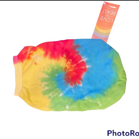 Rainbow Tie-Dye Dog Tee LOVETHYBEAST - NEW LARGE - Picture 4 of 6